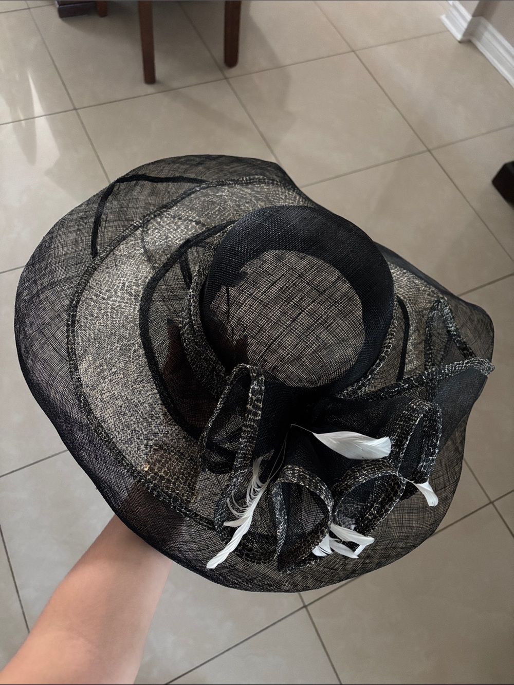 Elegant Black Women's Dress Hat with Feather Accent